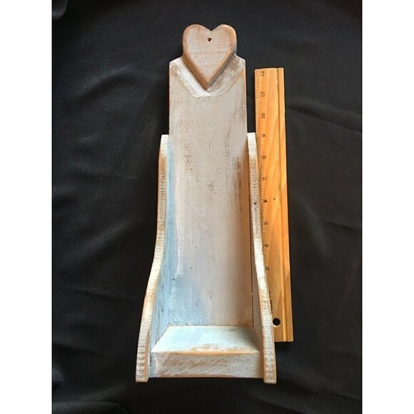 Wall Decor Wood Shelf Farmhouse Blue 14 x 5 x 4.25” Primitive Distressed Narrow - Picture 2 of 6